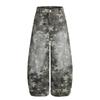 Calça Larga Estampa Camuflada Estrela de Cinco Pontas para Homem, Design de Nicho Pintada com Spray Arco-Formato Roupa de Trabalho Solta Longa