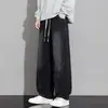 Nova coleção de primavera e outono: calças jeans masculinas plus size, de perna curva, compridas, com design retro americano, casual, de corte largo, versátil e de perna reta