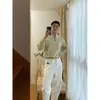 Suéter de gola alta meia-calça com design de nicho outonal suéter masculino grosso trançado estilo preguiçoso moda ins marca top