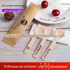 Talheres descartáveis de madeira, garfos e colheres, utensílios de mesa biodegradáveis, fabricantes vendem utensílios de mesa de bétula de vários tamanhos com logotipo impresso neles