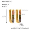 Aretes Largos en Forma de U de Acero Inoxidable Chapado en Oro de 18 Quilates que No se Desvanecen, Nuevos y Coloridos, con Circonita 5A, Rueda de la Fortuna Transfronteriza