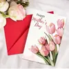 Tarjeta de felicitación para el Día de la Madre Transfronteriza con Selección de Sobres Colección Flor Creativa Mensaje de Flores Texto de Agradecimiento Tarjeta Festiva