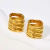 Anillo de Acero de Titanio Circular Exagerado Multicapa de Moda Lujo Ligero Estilo Europeo y Americano Joyería con Diseño Único Que No Se Desvanece Venta al por Mayor