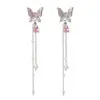 Pendientes Coreanos Dulces de Mariposa, Pendientes de Estilo Femenino y Elegante, Borlas de Moda, Pendientes de Perlas para Adelgazar el Rostro para Mujeres
