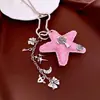 Colar Pingente Estrela em Aço Titânio e Pedra Natural, Corrente de Clavícula Estilo Étnico Retrô, Joias de Alto Padrão Versáteis para Atacado