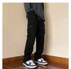 Pantalones Cargo Negros Casuales Versátiles Estilo Americano para Primavera y Otoño, Pantalones Cargo Paracaídas para Primavera y Otoño, Holgados Modernos Funcionales Geniales Streetwear
