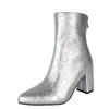 Botines de cuero genuino para mujer, cremallera trasera, botines gruesos para mujer, tacón interior y exterior de cuero genuino, estilo nuevo, otoño e invierno, versión coreana