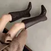 Primer Encuentro Ji Xiaogezi Punta Cuadrada Tacón Grueso Botas Altas Mujer 2026 Otoño Invierno Moda Tacón Oculto Botas Largas Botas de Moda