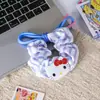 Goma para el pelo de Gato Kt Estilo Coreano con Lazo, Anillo Grande Rayado Azul Refrescante para el Pelo, Cuerda para el Pelo, Goma para Moño