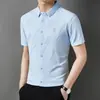 Fábrica Direta Camisa de Seda de Gelo Masculina Verão Manga Curta Casual Antirrugas Não Passa Gelo Sem Costura Manga Curta Branco