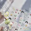 Pegatinas de Arte para Uñas en Relieve, Pegatinas Populares de Caricaturas Lindas para Uñas, Pegatinas de Tela de Alta Gama, Pegatinas de Decoración de Flores Pequeñas, Pedrería para Uñas
