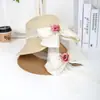 Sombrero de Paja Floral Estilo Vacaciones para Mujer, Protección Solar Estilo Pastoral, Protección UV para Viajes a la Playa, Sombrero de Playa que Afina el Rostro