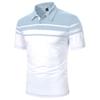 Polo de hombre transfronterizo AliExpress impresión digital casual manga corta cremallera a rayas solapa camiseta top polo