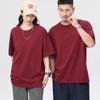 Camiseta de algodón de alto gramaje de 300 g con hombros caídos, cuello redondo de doble hilo, holgada, de gran tamaño, de moda para hombres y mujeres, de manga corta con logotipo