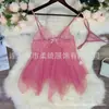 Lingerie Sexy para Mulheres, Tecido Leve de Gaze, Decote em V Profundo, Sexy, Renda Cor de Lótus, Vestido Suspensor, Camisola Sereia, Atacado de Três Fornecedores