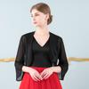 Vestido de noche estilo chal de manga larga de gasa estilo europeo y americano, estilo retro chino, cárdigan de novia, color negro y rojo, para cubrir el brazo en verano.