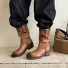 Botas de trabajo nuevas de moda para mujer, botines, diseño western de nicho, botas de vaquero redondas desgastadas para otoño e invierno 2026