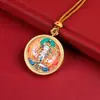 Colgante de collar Thangka pintado a mano en oro nuevo Xizang redondo Wuye zorro de nueve colas molino Ram ocho guardianes celestiales