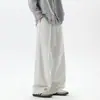 Pantalones de chándal grises oscuros estilo americano con dobladillo curvo para hombre, pantalones largos versátiles y fluidos de moda para otoño, pantalones casuales rectos y holgados
