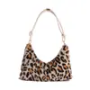 Bolsa de Corrente Estampada de Leopardo Tendência 2025 Nova Retro Personalidade Simples Moda Casual Ombro Axila Bolsa Meia-Lua