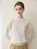 Novedad Otoño/Invierno 2026 Jersey de Punto 100% Cachemira Cuello Semi Alto Redondo Manga Larga Bordado Letras Suave y Esponjoso Jersey de Cachemira
