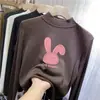 Camiseta Base de Terciopelo Doble Cara para Niñas Otoño e Invierno Nueva Camiseta de Manga Larga Cálida Estilo Bebé de Cuello Alto