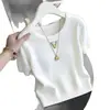 Camiseta de punto de color liso, cuello redondo, estilo minimalista y moderno para mujer, nuevo estilo primavera-verano 2026, versátil, rejuvenecedor, a la moda, entallador