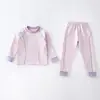 Conjunto Informal de Bloques de Color para Niñas Ropa Cálida de Hogar Ropa Interior de Primavera y Otoño para Niños