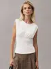 Comercio Exterior Europeo y Americano Venta Caliente Estilo para Viajar sin Mangas de Cuello Redondo Plisado Chaleco Temperamento Elegante Adelgazante Versátil Ropa Exterior Camisa Base