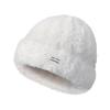 Gorro de lana para otoño e invierno para mujer, de punto, con punta cerrada, pequeño, cálido, de felpa blanca, con circunferencia de cabeza grande