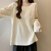 Talla extra Camiseta básica de cuello cuadrado con rayas de pit para mujer Tu nuevo top holgado, delgado, cálido de manga larga para otoño e invierno para mujer