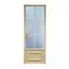 Porta de Banheiro de Vidro Minimalista de Liga de Alumínio Estilo Francês Retrô Cor Creme Porta de Abrir Porta de Banheiro