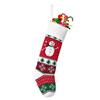 Conjunto de Meias de Tricô Grandes Decorações de Natal Vermelho Verde Estampa Bordada Floco de Neve Animal Meia de Natal Decoração de Feriado Meia de Natal