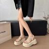 Sandalias Romanas de Playa con Pedrería de Suela Gruesa Hermosas Sandalias de Estilo Hada Blanco para Mujer para Usar en Exterior 2025 Verano Nuevo Estilo