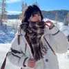 Cachecol xadrez retrô para mulheres outono e inverno estilo coreano versátil espessado novo estilo cachecol para estudantes alta qualidade moda clássica