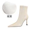 7922-2 Botines de banquete estilo retro europeo y americano tacón de aguja ultraligero punta fina invierno cremallera lateral botines botines para mujer