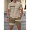Verão Transfronteiriço Temu Conjunto Casual Duas Peças Masculino Estampado 3D Camiseta de Manga Curta + Shorts