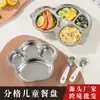 Plato de Cena Espesado para Niños Acero Inoxidable Grado Alimenticio 304 Guardería Niño y Niña Bebé Plato Especial con Compartimentos para Comer