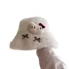 Nuevo sombrero de peluche con orejas de oso fresa transfronterizo, lindo suéter suave para niña, gorro peludo, nuevo gorro de punto con pasador