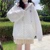 Otoño e Invierno Nuevo Dulce Japonés Holgado Retro Versátil Estudiante Diseño de Nicho Chaqueta Waffe Cárdigan Superior para Mujer