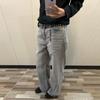 OREETA Jeans Rectos Retro Lavado Gris Marca Trendy American High Street Pierna Ancha Sueltos para Hombre y Mujer