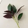 Decoración para el Hogar Hoja Pequeña de Magnolia de 2 Ramas (De Espalda Morada) Flor Artificial Estilo Ins Flor Falsa Venta al por Mayor de Fabricante Artesanías Transfronterizas