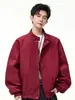 Chaqueta bomber Harrington roja de cuello alto, cortavientos funcional de estilo americano para hombre, moderna para primavera/otoño, para deportes al aire libre