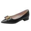 Primavera y otoño 2022, nuevos zapatos vintage con hebilla de metal y lazo, de boca baja y puntiagudos para mujer, zapatos planos para mujer 862-8