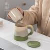 Caneca de Chá Gradiente Estilo Chinês com Tampa e Infusor para Uso Doméstico e no Escritório, Caneca de Cerâmica para Beber Chá para Homens e Mulheres