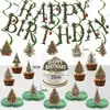 Banner de Natal e Aniversário Vintage Transfronteiriço com Tema Floresta, Banner de Festa com Tema Bolas de Natal, Decorações para Topo de Bolo