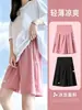 Shorts casuales de seda helada de verano para maternidad para uso al aire libre, corte de pierna ancha, soporte para el vientre, finos y de corte holgado, shorts deportivos de maternidad