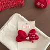 Excelente Pinza para el Cabello con Lazo Rojo Perla de Año Nuevo, Pinza Superior Dulce de Princesa, Accesorio para el Cabello Lazo para Coleta de Felicitaciones Festivas de Año Nuevo