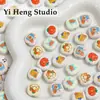Perlas de Comida con Agujero Pasante de Acrílico Estampado de Dibujos Animados Perlas Sueltas Accesorios DIY Hechos a Mano Cadena para Teléfono Móvil Colgante Material de Joyería
