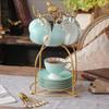 Juego de Té de la Tarde estilo Británico de Alta Gama Exquisito Juego de Café Lujo Ligero Calado Hogareño Taza y Plato de Café de Porcelana Fina